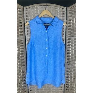 Jones & Co. 100% Linen Sleeveless Button Front Lagenlook Top - Size Large